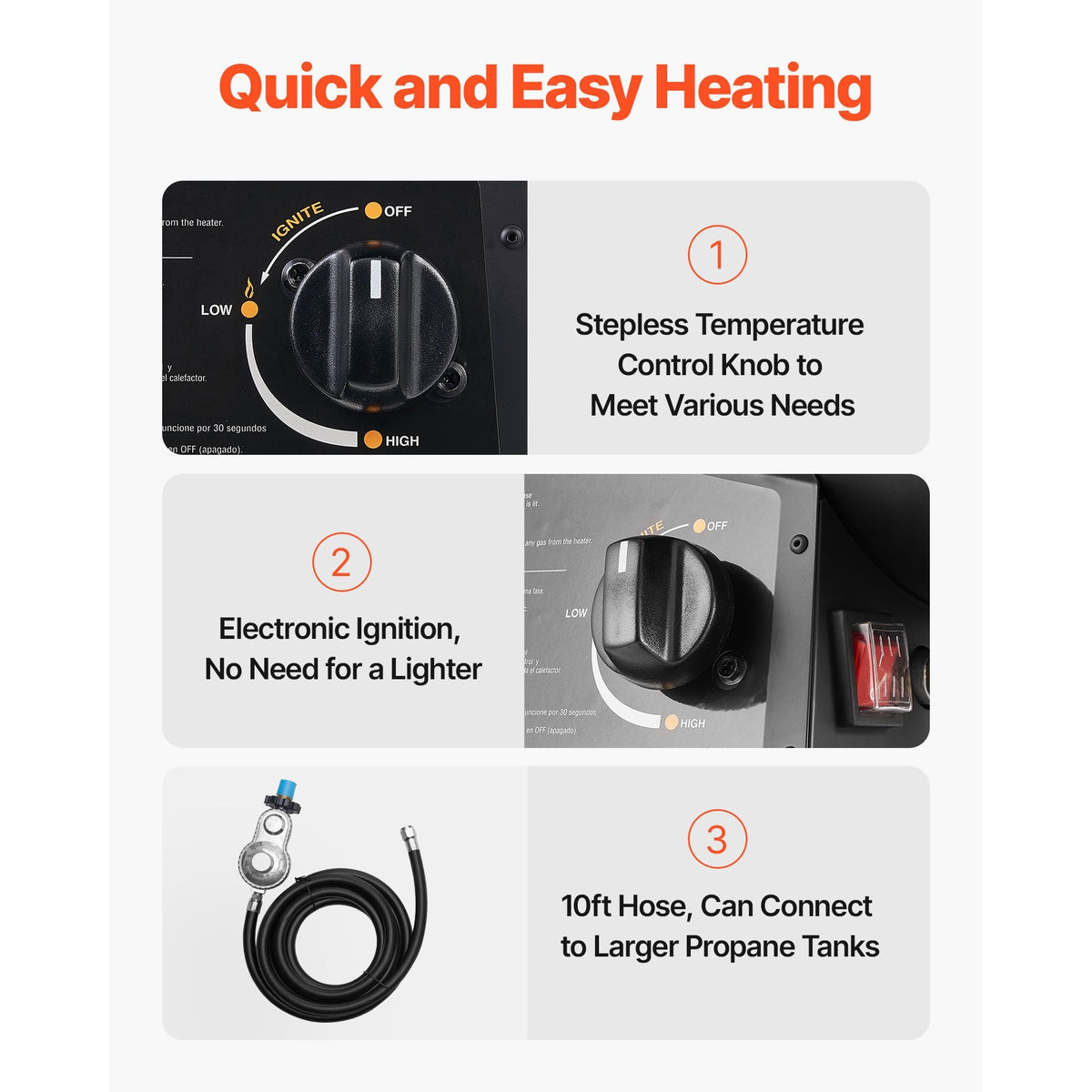 Propane Heater, 60000BTU Forced Air Propane Heater with Stepless Temp Settings & security Protection, Portable Garage/Shop Barrel Heater for Garages, Job Sites,Indoor/Outdoor