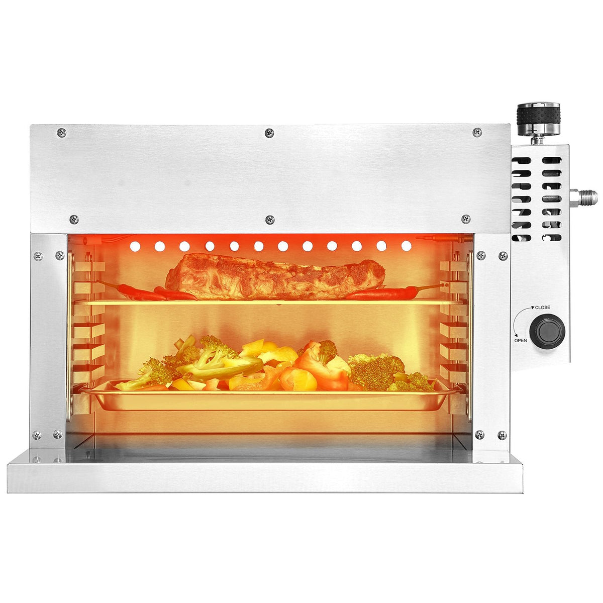 Propane Steak Grill, Portable Infrared Broiler, 1500 Fahrenheit Stainless Steel Barbecue Infrared Grill with 6-Tier Adjustable Rack, Steak Cooker Machine for BBQ, Toast, Grill, Outdoor Picnic