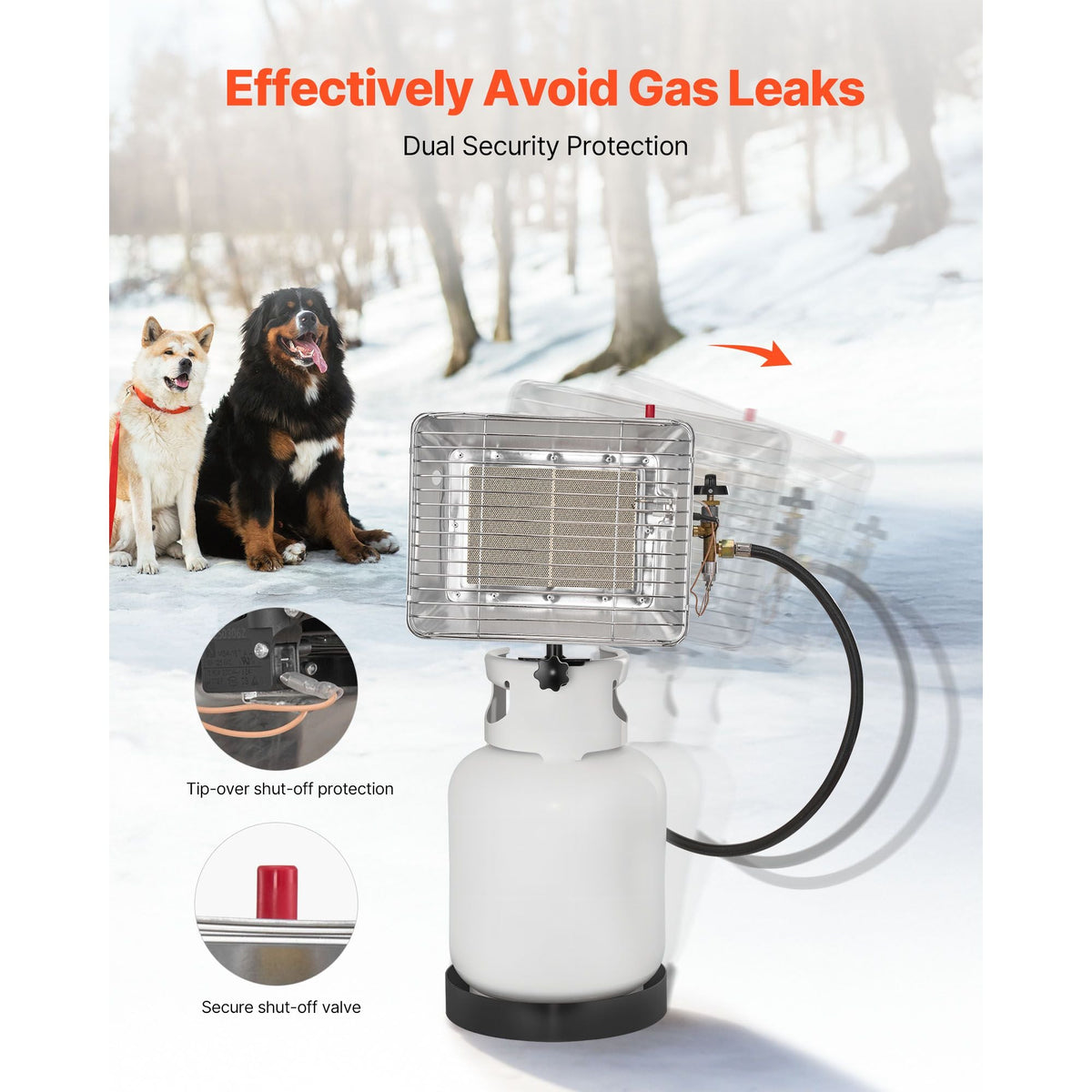 Propane Tank Top Heater, 13000 BTU Rapid Heating 180-Degree Infrared Radiant Tank Top Gas Heater, Stepless Temperature Adjustment for Ice Fishing/ Hunting/Outdoor Work, Single Burner Square