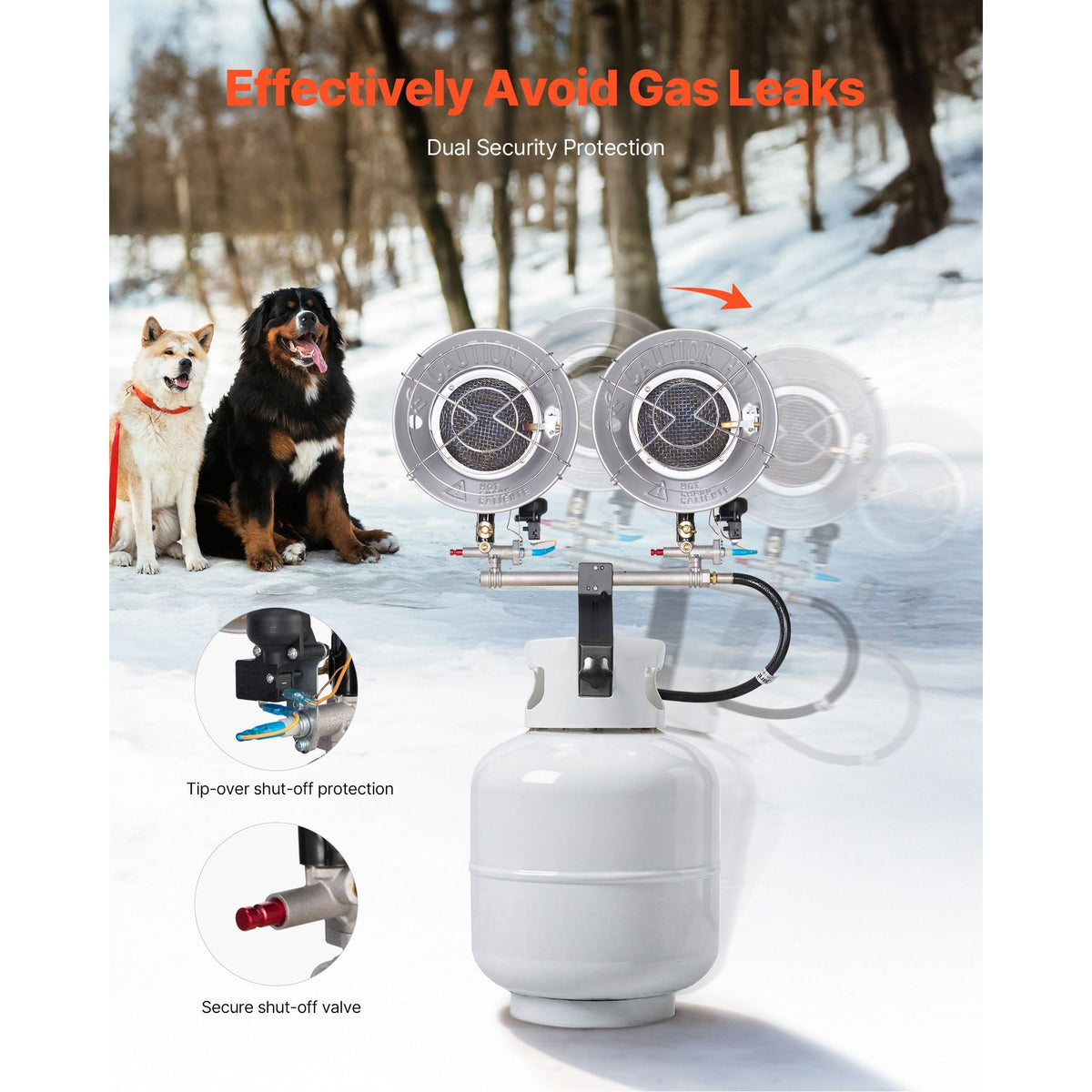 Propane Tank Top Heater, 30000 BTU Rapid Heating 180-Degree Infrared Radiant Tank Top Gas Heater, 3 Heat Settings for Ice Fishing/ Hunting/Outdoor Work, Single Burner Square