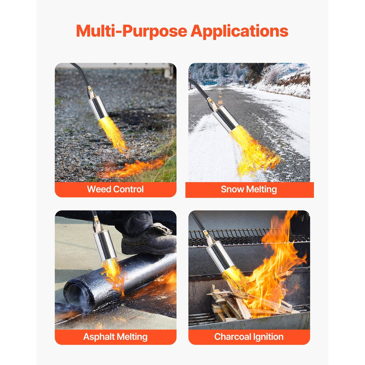 Propane Torch Weed Burner, High Output 1,800,000 BTU with 10 ft Hose, Heavy Duty Blow Torch with Adjustable Flame and Turbo Trigger Push Button Igniter, Flamethrower Kit for Garden Ice Snow Road