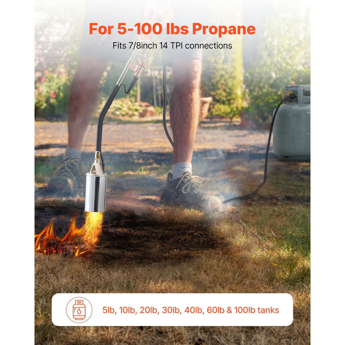 Propane Torch Weed Burner, High Output 1,800,000 BTU with 10 ft Hose, Heavy Duty Blow Torch with Adjustable Flame and Turbo Trigger Push Button Igniter, Flamethrower Kit for Garden Ice Snow Road