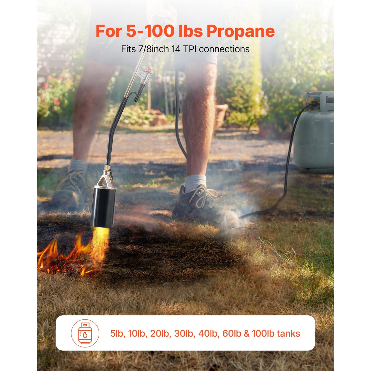 Propane Torch Weed Burner, High Output 1,800,000 BTU with 10 ft Hose, Heavy Duty Blow Torch with Adjustable Flame & Turbo Trigger Push Button Auto Igniter, Flamethrower for Garden Ice Snow Road