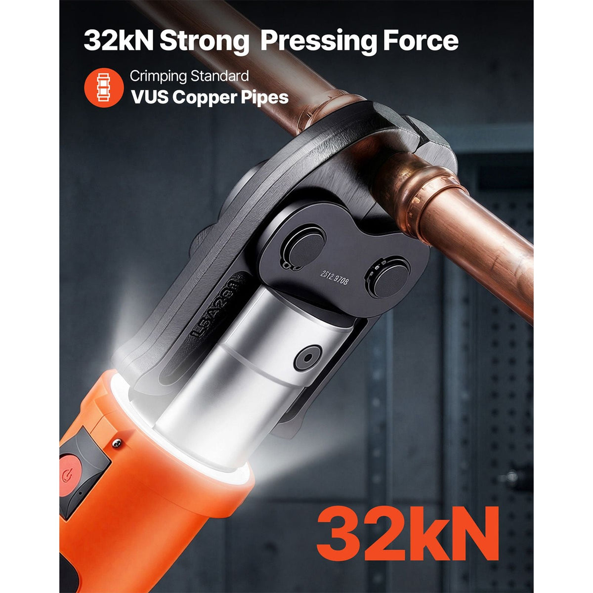 ProPress Tool, 18V Electric Pipe Crimping Tool for 1/2", 3/4", 1", 1 -1/4", 1 -1/2", 2" Copper Pipes, 32KN Pro Press Tool with 6 VUS Jaws, 2PCS 4AH Batteries, Fast Charger & Carrying Case