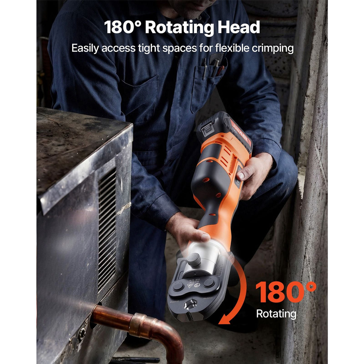ProPress Tool, 18V Electric Pipe Crimping Tool for 1/2", 3/4", 1", 1 -1/4", 1 -1/2", 2" Copper Pipes, 32KN Pro Press Tool with 6 VUS Jaws, 2PCS 4AH Batteries, Fast Charger & Carrying Case