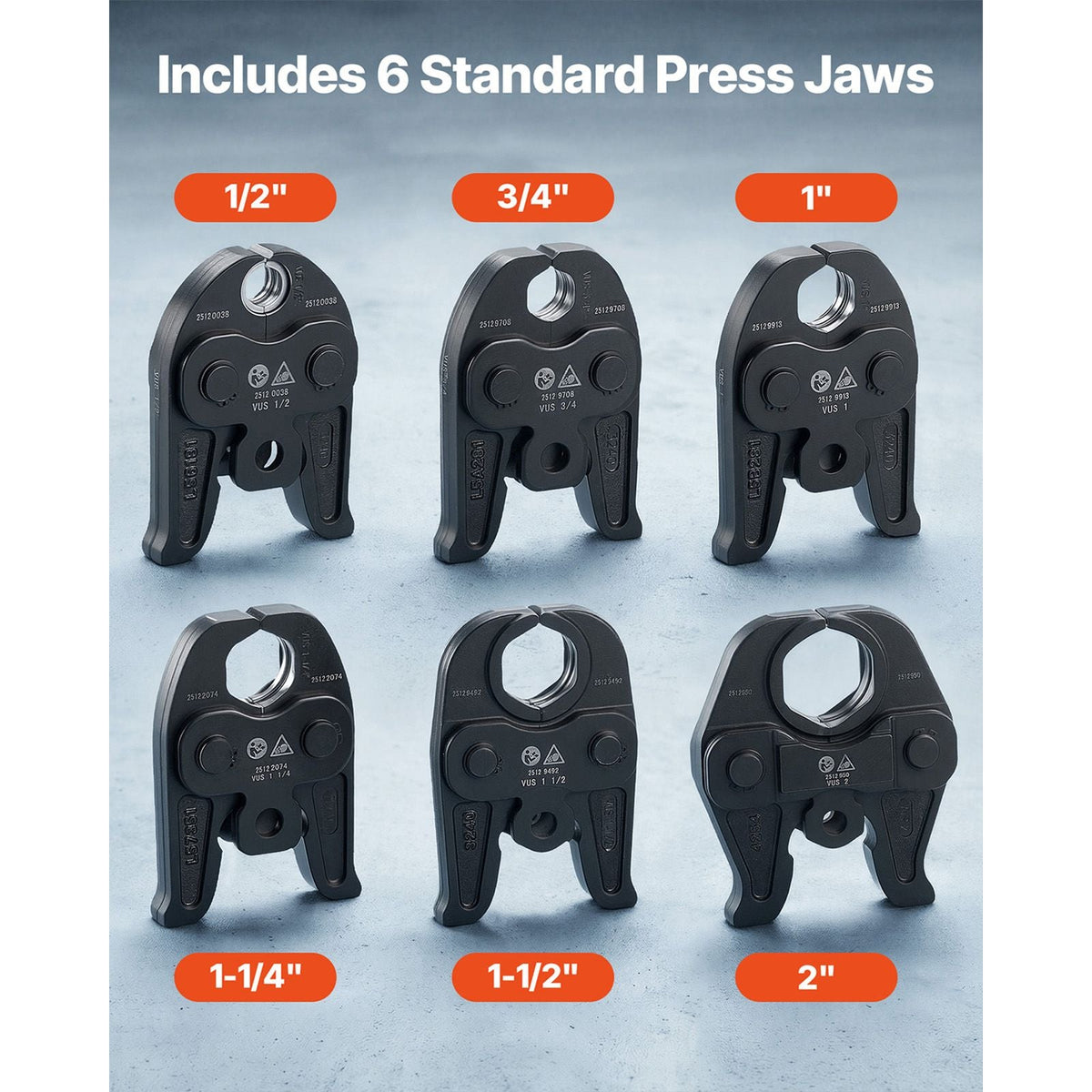ProPress Tool, 18V Electric Pipe Crimping Tool for 1/2", 3/4", 1", 1 -1/4", 1 -1/2", 2" Copper Pipes, 32KN Pro Press Tool with 6 VUS Jaws, 2PCS 4AH Batteries, Fast Charger & Carrying Case
