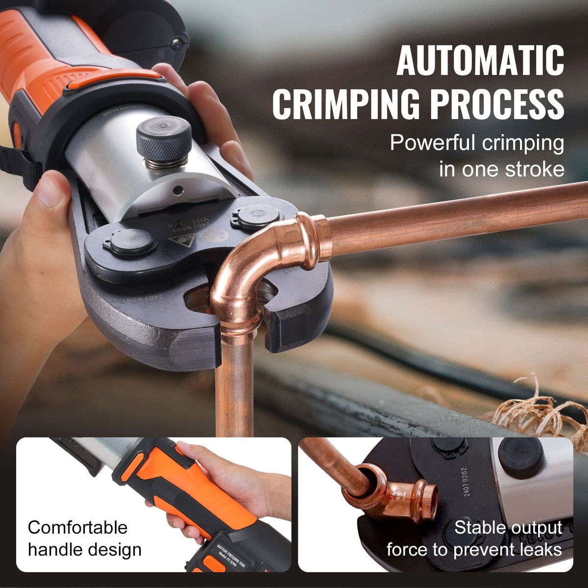 ProPress Tool, 18V Electric Pipe Crimping Tool for 1/2', 3/4', 1', 1 1/4", 1 1/2", 2" Copper Pipes, Press Tool Kit with Brushless Motor, 6 Pro Press Jaws, 2pcs 4AH Battery
