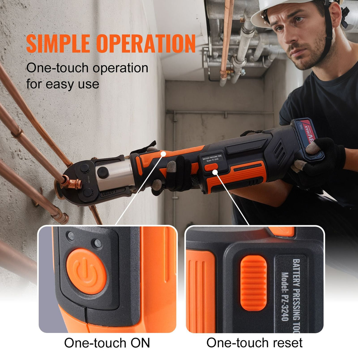 ProPress Tool, 18V Electric Pipe Crimping Tool for 1/2', 3/4', 1', 1 1/4", 1 1/2", 2" Copper Pipes, Press Tool Kit with Brushless Motor, 6 Pro Press Jaws, 2pcs 4AH Battery