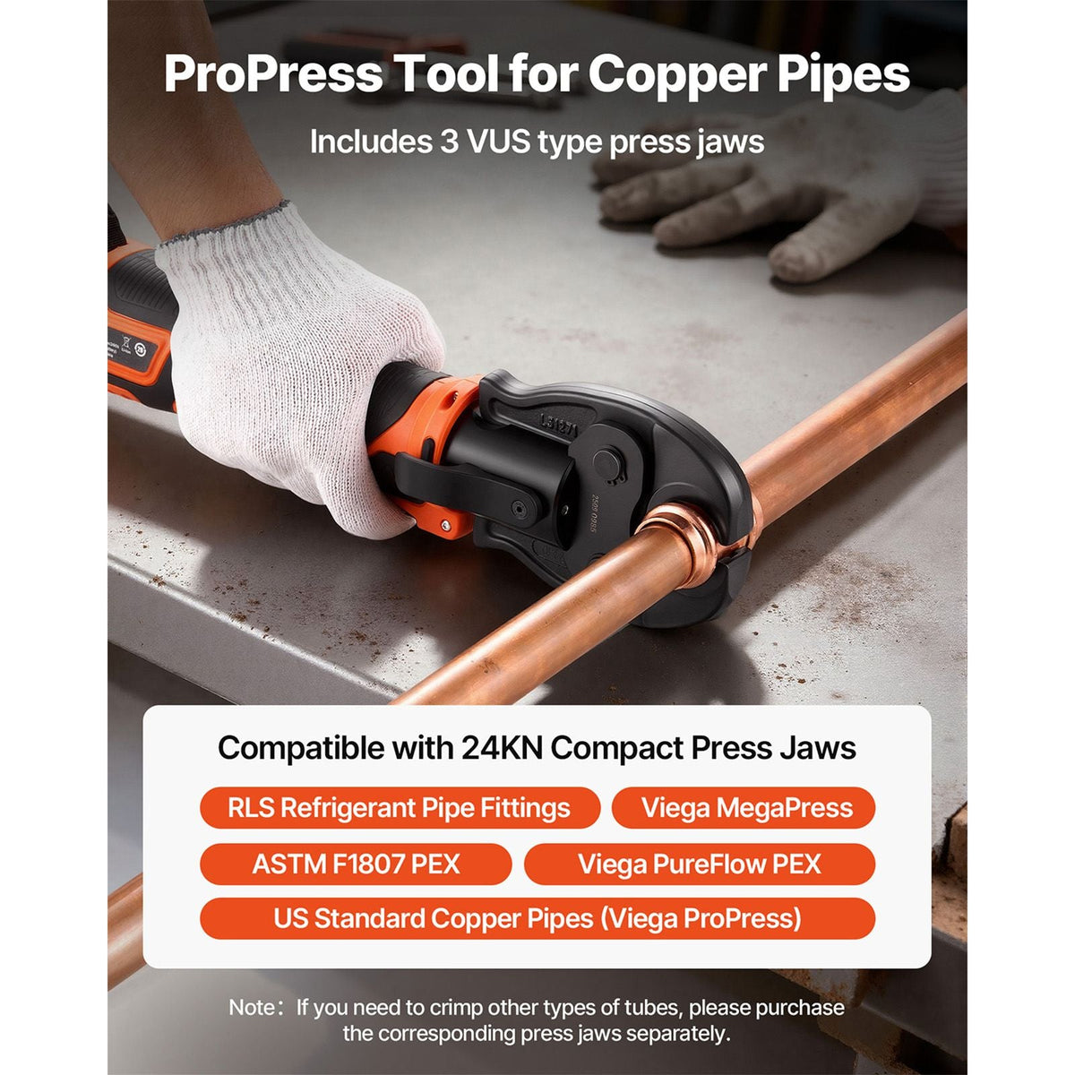 ProPress Tool Kit, 18V Electric Pipe Crimping Tool for 1/2", 3/4", 1" Copper Tubes, Pro Press Copper Crimper Tool with 3 VUS Press Jaws, 2pcs 2AH Batteries, Fast Charger & Carrying Case