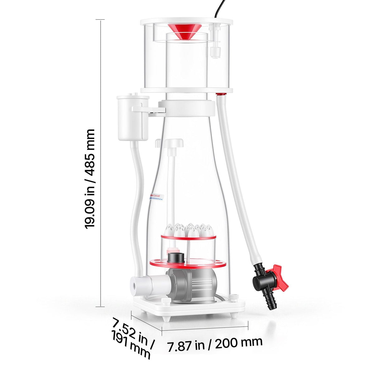 Protein Skimmer for 106-185 Gal Saltwater Aquariums In Sump with Pump, Protein Skimmer with DC Pinwheel Pump, Adjustable Control, for 106-185 Gal Saltwater Aquarium & Reef Tank, In Sump Use Only