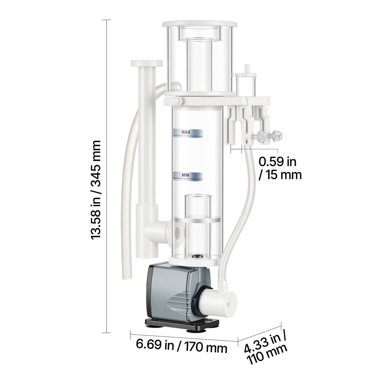 Protein Skimmer for 20-30 Gal Saltwater Aquarium Hang On with DC Pump, Protein Skimmer with DC Pinwheel Pump, Adjustable Control, for 20-30 Gallon Small Saltwater Aquariums & Reef Tank Fish Tank