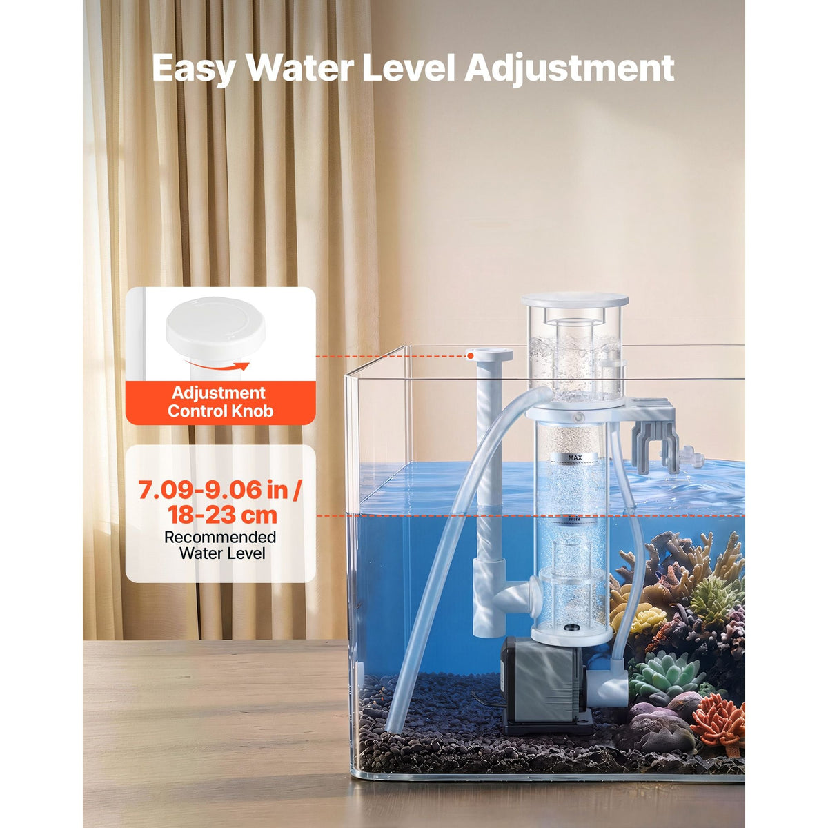 Protein Skimmer for 20-30 Gal Saltwater Aquarium Hang On with DC Pump, Protein Skimmer with DC Pinwheel Pump, Adjustable Control, for 20-30 Gallon Small Saltwater Aquariums & Reef Tank Fish Tank