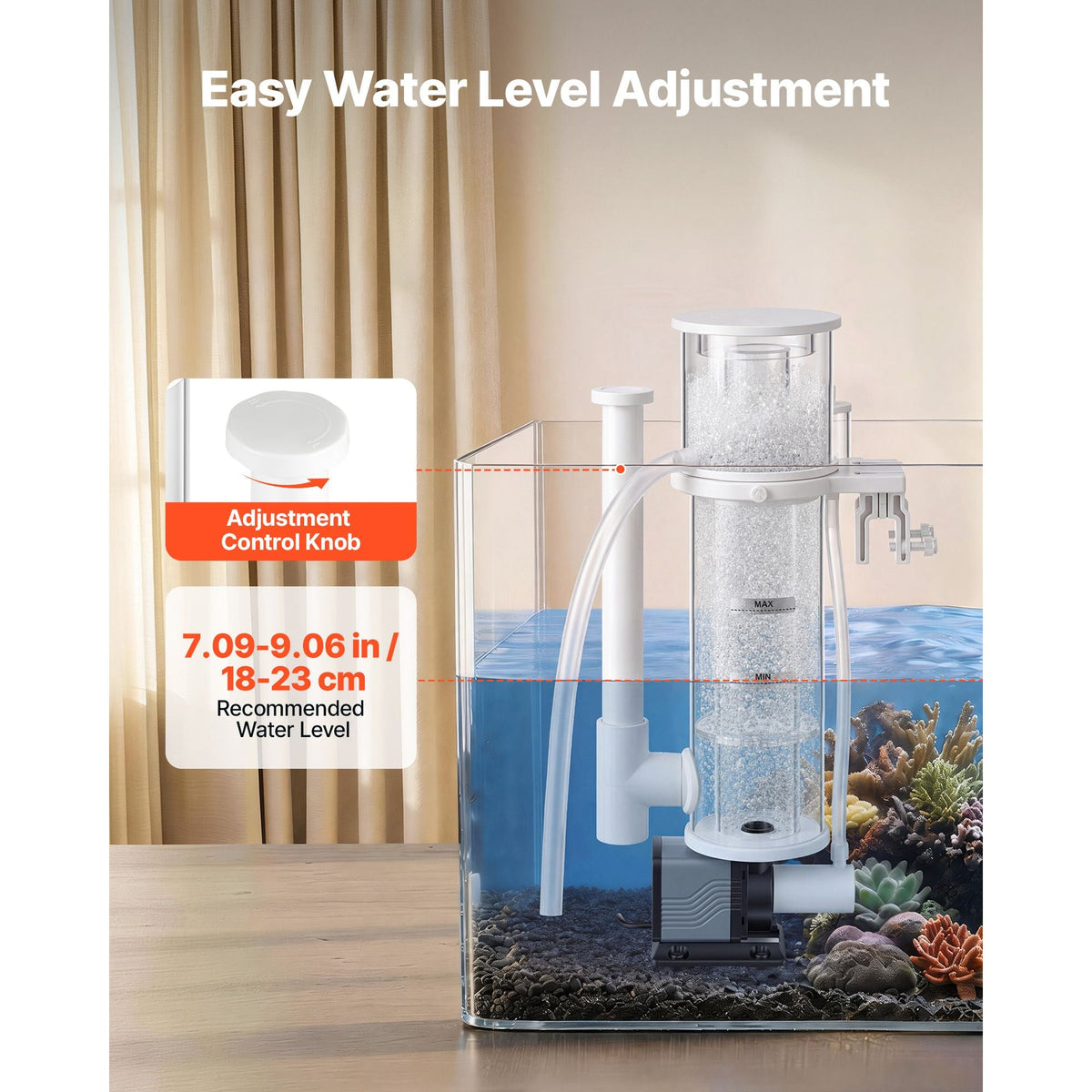 Protein Skimmer for 30-80 Gal Saltwater Aquarium Hang On with DC Pump, Protein Skimmer with DC Pinwheel Pump, Adjustable Control, for 30-80 Gal Medium Saltwater Aquariums & Reef Tank Fish Tank