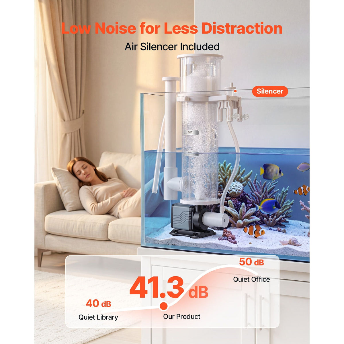 Protein Skimmer for 30-80 Gal Saltwater Aquarium Hang On with DC Pump, Protein Skimmer with DC Pinwheel Pump, Adjustable Control, for 30-80 Gal Medium Saltwater Aquariums & Reef Tank Fish Tank