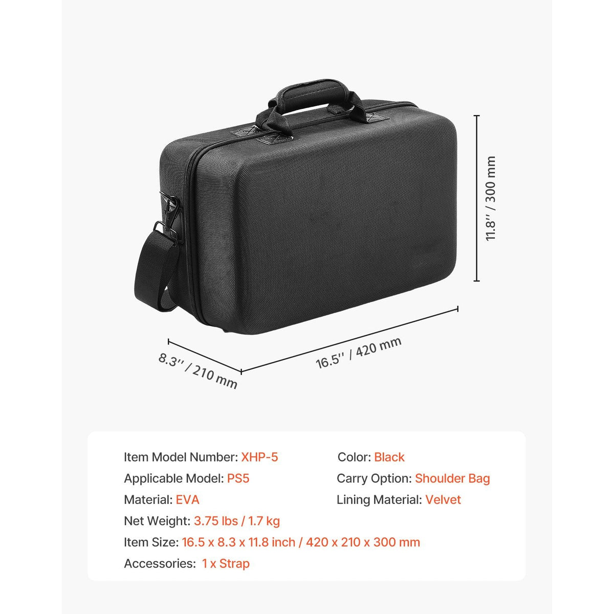 PS5 Carrying Case, Travel Bag for Playstation 5 Shockproof EVA, Soft Interior Lining & Padded Dividers for Extra Protection, Spacious Design with Carry Handle for Storage, Home & Party