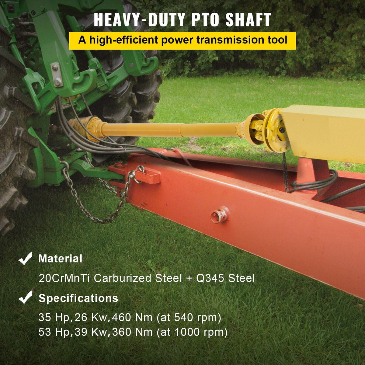 PTO Shaft, 1-3/8\" PTO Drive Shaft, 6 Spline Both Ends PTO Driveline Shaft, Series 4 Tractor PTO Shaft, 31.5\"-41\" Brush Hog PTO Shaft, Yellow PTO Shaft with Slip Clutch for Bush Hog/Finish Mow