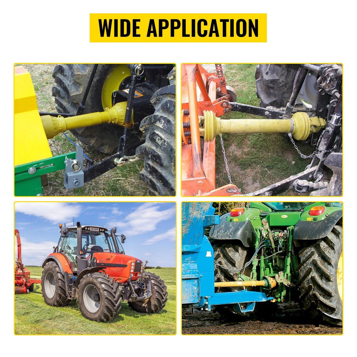 PTO Shaft, 1-3/8\" PTO Drive Shaft, 6 Spline Both Ends PTO Driveline Shaft, Series 4 Tractor PTO Shaft, 31.5\"-41\" Brush Hog PTO Shaft, Yellow PTO Shaft with Slip Clutch for Bush Hog/Finish Mow