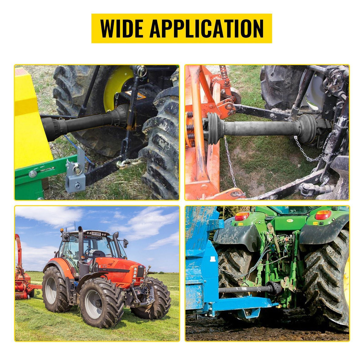 PTO Shaft, 1-3/8\" PTO Drive Shaft, 6 Spline Both Ends PTO Driveline Shaft, Series 5 Tractor PTO Shaft, 43\"-57\" Brush Hog PTO Shaft, Black PTO Shaft with Slip Clutch for Bush Hog/Finish Mower
