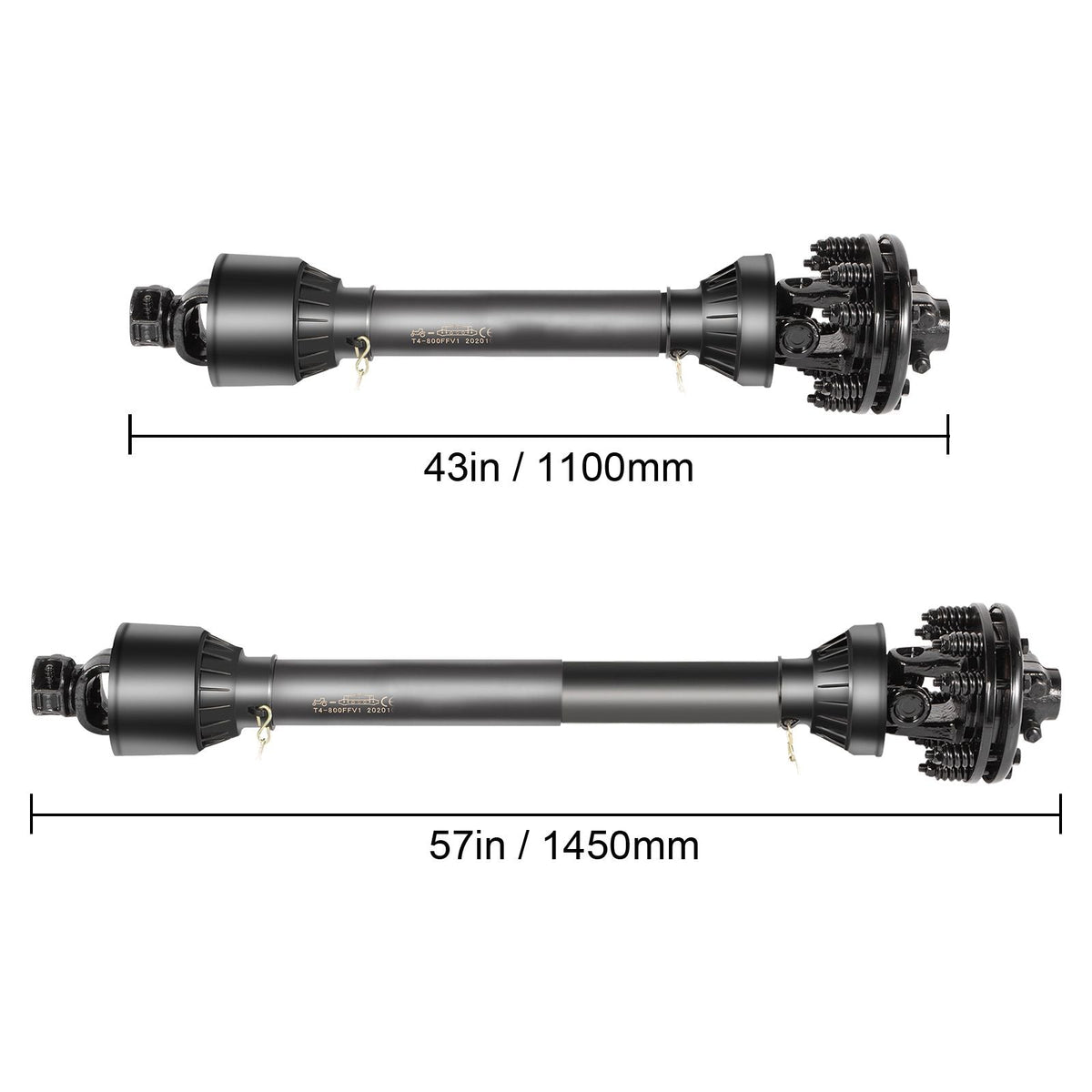 PTO Shaft, 1-3/8\" PTO Drive Shaft, 6 Spline Both Ends PTO Driveline Shaft, Series 5 Tractor PTO Shaft, 43\"-57\" Brush Hog PTO Shaft, Black PTO Shaft with Slip Clutch for Bush Hog/Finish Mower