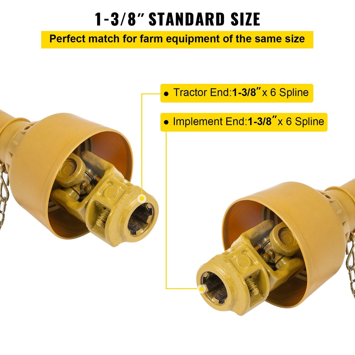 PTO Shaft, 1-3/8' PTO Drive Shaft, 6 Spline Tractor and Implement Ends PTO Driveline Shaft, Series 4 Tractor PTO Shaft, 39'-55' Brush Hog PTO Shaft, PTO Shaft for Bush Hog/Finish Mower