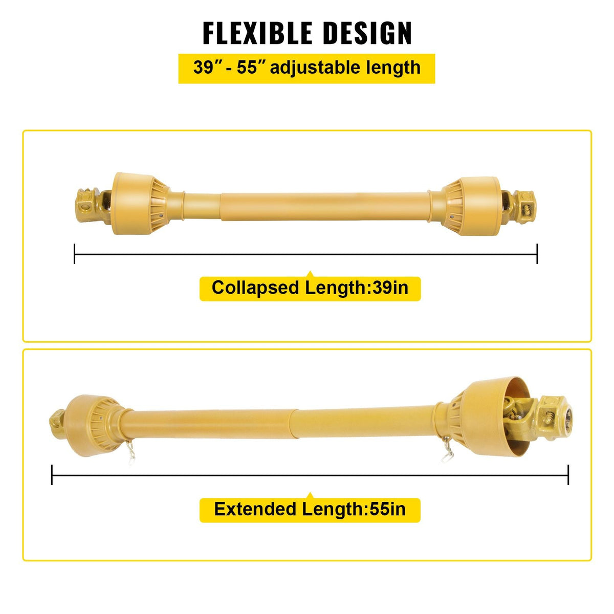 PTO Shaft, 1-3/8' PTO Drive Shaft, 6 Spline Tractor and Implement Ends PTO Driveline Shaft, Series 4 Tractor PTO Shaft, 39'-55' Brush Hog PTO Shaft, PTO Shaft for Bush Hog/Finish Mower