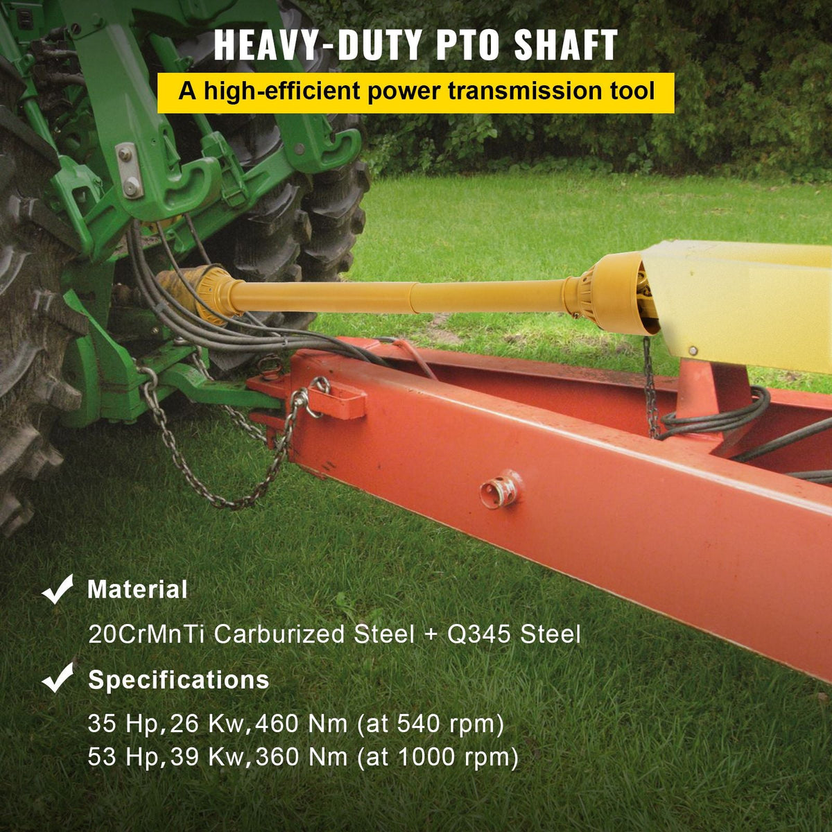 PTO Shaft, 1-3/8' PTO Drive Shaft, 6 Spline Tractor and Implement Ends PTO Driveline Shaft, Series 4 Tractor PTO Shaft, 39'-55' Brush Hog PTO Shaft, PTO Shaft for Bush Hog/Finish Mower