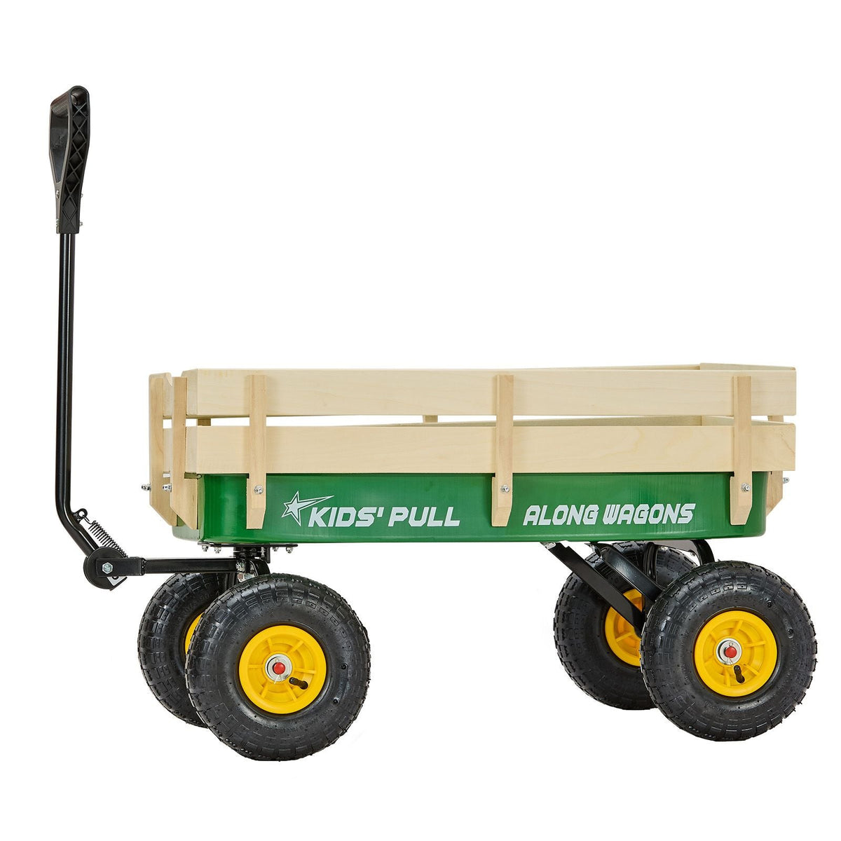 Pull-Along Wagon for Kids, 39 in Toddler Wagons with Foldable Wooden Panel & Handle, Supports up to 551 lbs, 10" All-Terrain Tires, Utility Wagon Cart Birthday Present for Kids Gardening Beach
