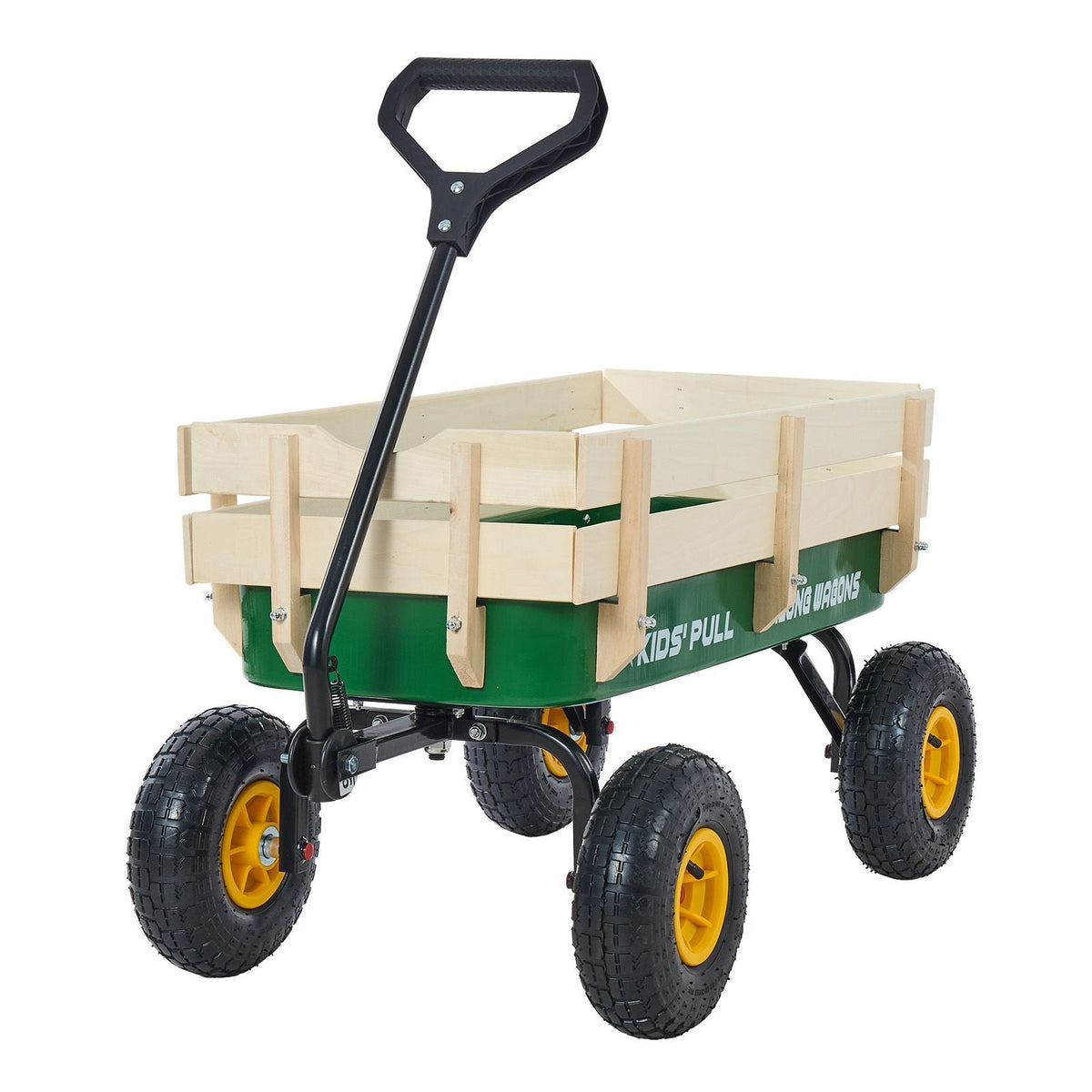 Pull-Along Wagon for Kids, 39 in Toddler Wagons with Foldable Wooden Panel & Handle, Supports up to 551 lbs, 10" All-Terrain Tires, Utility Wagon Cart Birthday Present for Kids Gardening Beach