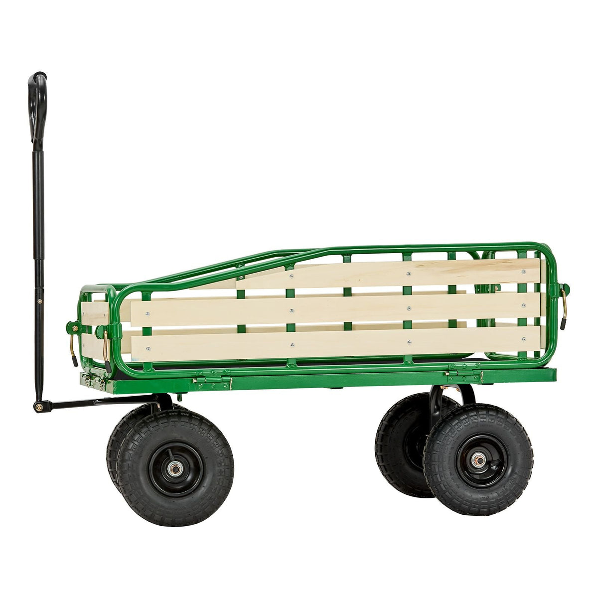 Pull-Along Wagon for Kids, 39 inch Toddler Wagons with Wooden Panels & Handle, Supports up to 330 lbs, All-Terrain Utility Wagon Cart Birthday Present for Kids Gardening Beach, Green