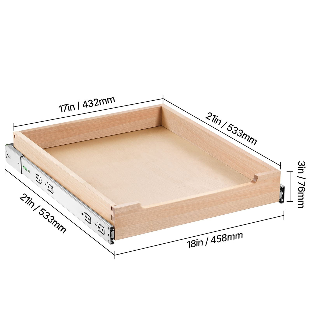 Pull Out Cabinet Organizer, 17"W x 21"D Cabinet Drawer, Soft Close Slide out Shelf, Heavy-Duty Sliding Wood Drawer, Bottom and Side Assembly Base Cabinet Organization for Kitchen Pantry Bathroom