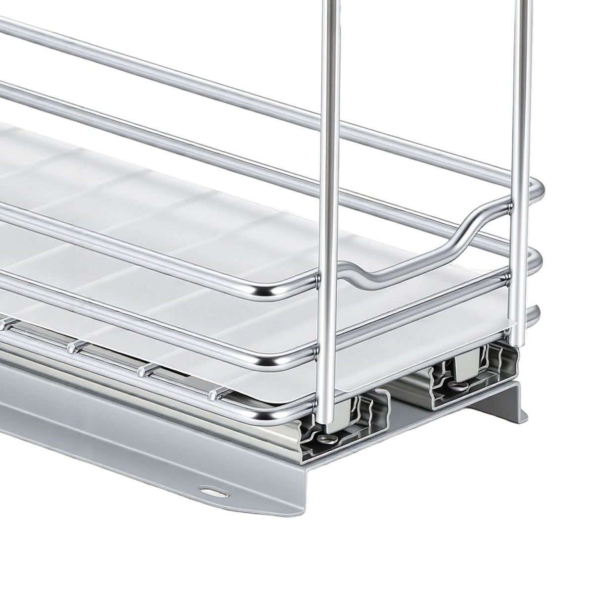 Pull Out Spice Rack Organizer for Cabinet, 2 Tier Slide Out Spice Rack Organizer, Heavy Duty Metal Seasoning Kitchen Basket for Inside Cabinets & Pantry Closet, 4.33"W x 8.46"D x 10.43"H, Silver