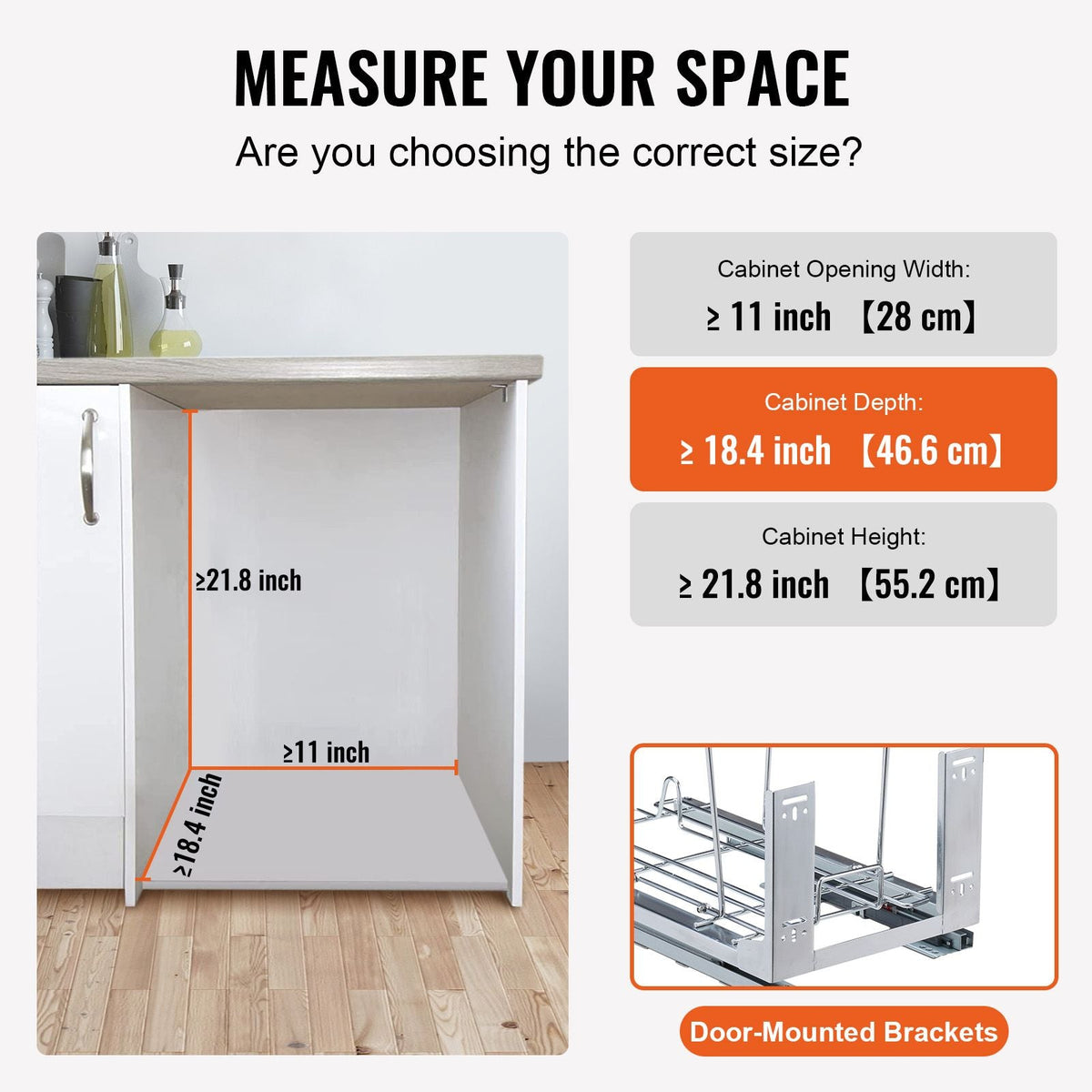 Pull-Out Trash Can, 35L Single Bin, Under Mount Kitchen Waste Container with Slide, Handle and Door Mounting Kit, 110 lbs Load Capacity Heavy Duty Garbage Recycling Bin for Kitchen Cabinet, Sink