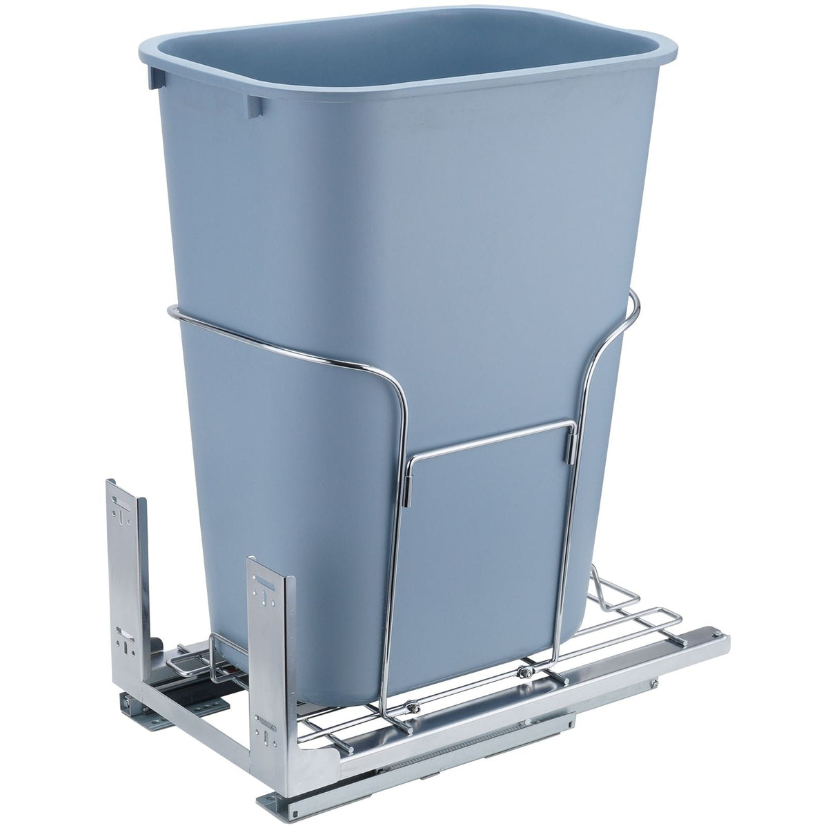 Pull-Out Trash Can, 35L Single Bin, Under Mount Kitchen Waste Container with Slide, Handle and Door Mounting Kit, 110 lbs Load Capacity Heavy Duty Garbage Recycling Bin for Kitchen Cabinet, Sink