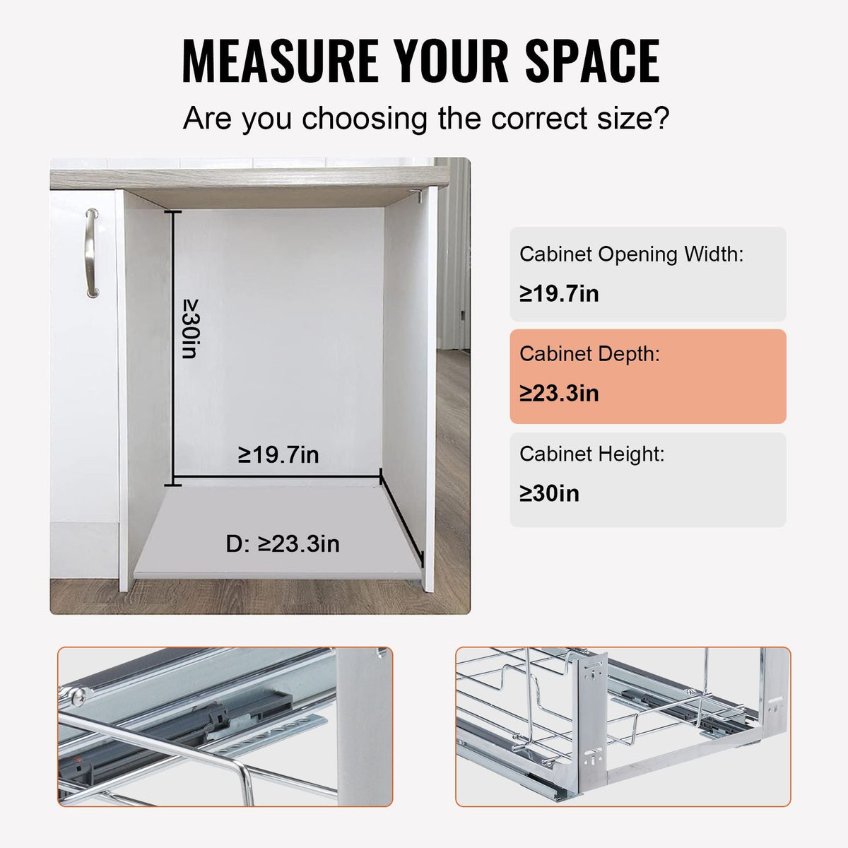 Pull-Out Trash Can, 35Lx2 Double Bins, Under Mount Kitchen Waste Container with Slide and Door Mounting Kit, 110 lbs Load Capacity Heavy Duty Garbage Recycling Bin for Kitchen Cabinet, Sink