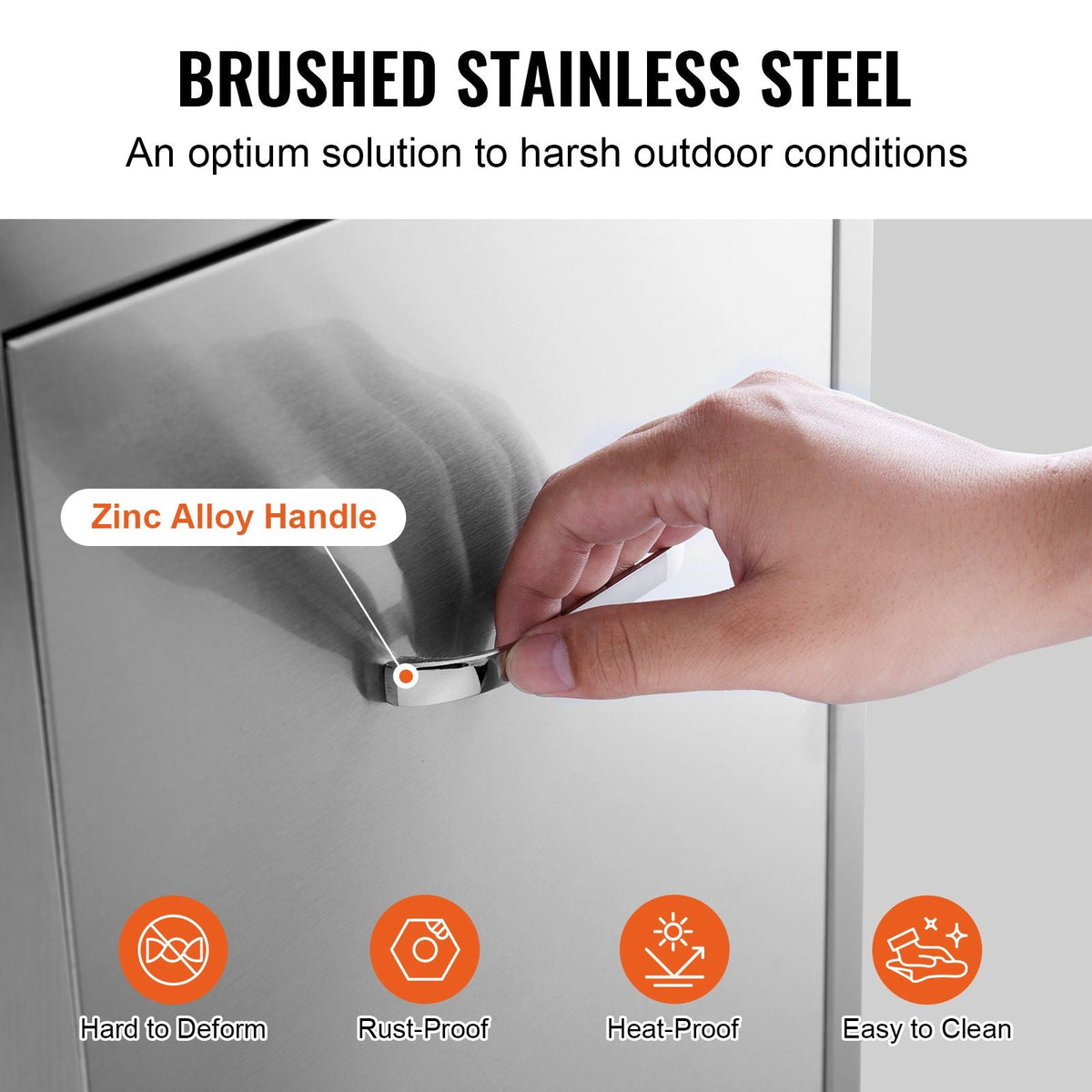 Pull Out Trash Drawer 19.7W x 26.5H Inch Outdoor Kitchen Drawers Stainless Steel with Trash Bag Ring for BBQ Island or Grill Station