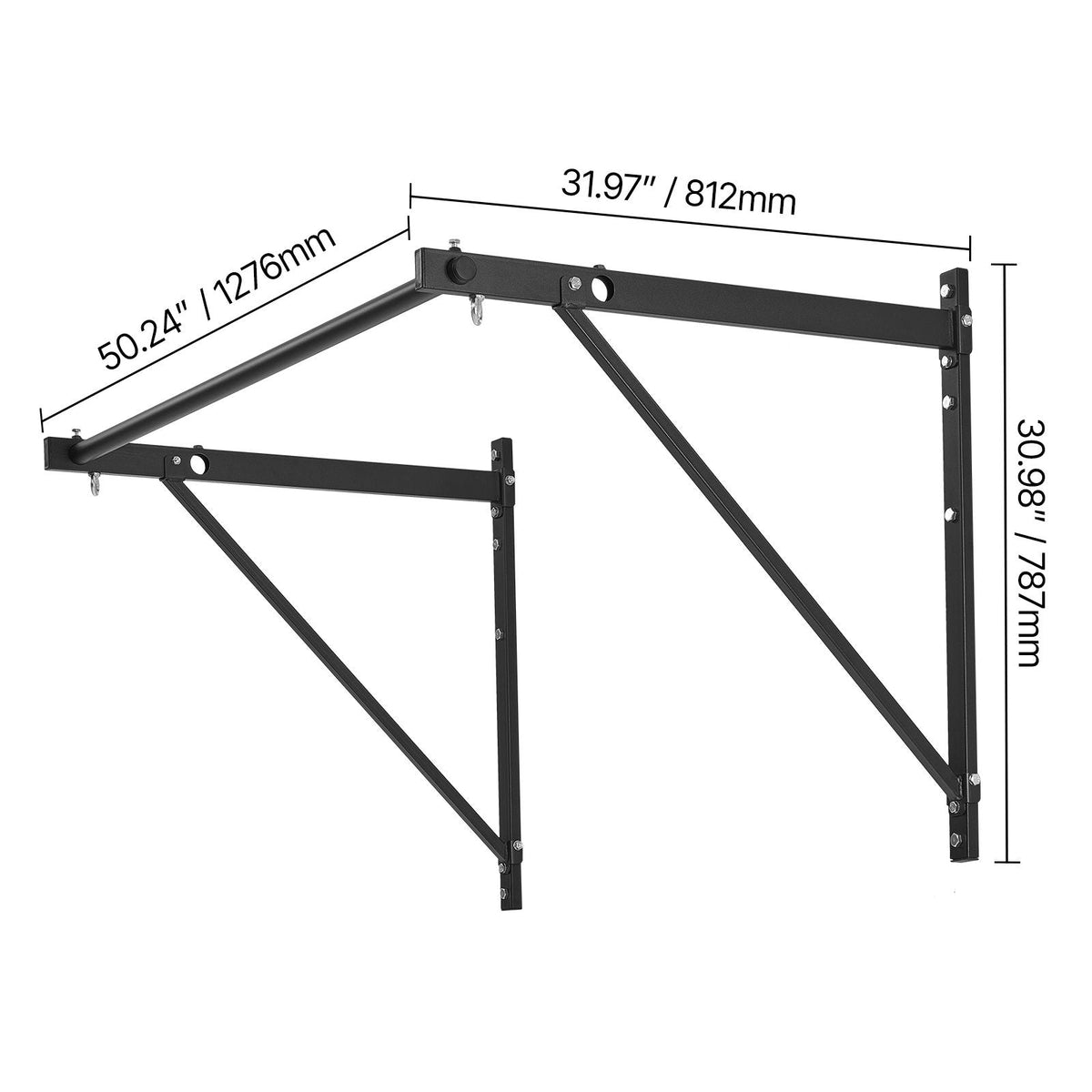 Pull Up Bar, 50 in Width Wall Mounted Pull Ups, Adjustable Depth 22" or 30" from Wall, Heavy Duty Steel Upper Body Workout Bars, 440 lbs Weight Capacity Chin Up Training Station, for Home Gym