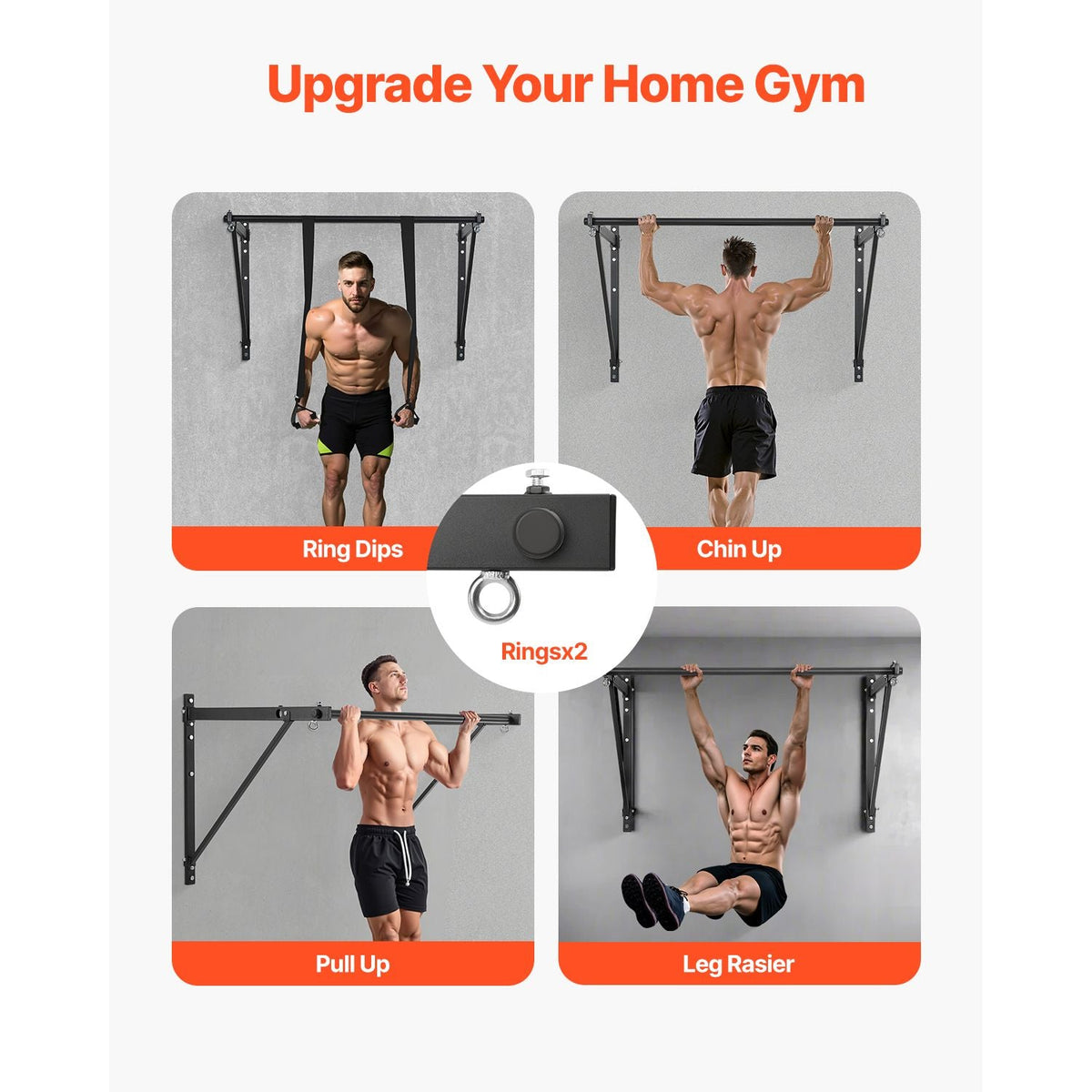 Pull Up Bar, 50 in Width Wall Mounted Pull Ups, Adjustable Depth 22" or 30" from Wall, Heavy Duty Steel Upper Body Workout Bars, 440 lbs Weight Capacity Chin Up Training Station, for Home Gym