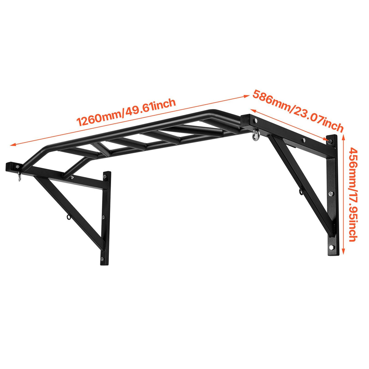 Pull Up Bar, Multi-Grip Wall Mounted Pull Ups, 50 in Width Multifunctional Chin Up Training Station, Heavy Duty Steel Upper Body Workout Bars with Hangers, 440 lbs Weight Capacity, for Home Gym