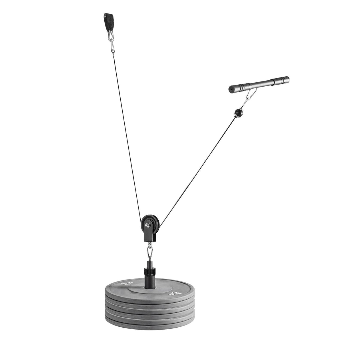 Pulley System, 2 PCS LAT and Lift Pulley System, Gym Rack Pulleys Attachment with two Steel Cables, Short Bar, Dual Grip Handles, Cable Machine for Bicep, Shoulder, Back, Up to 330 lbs Capacity