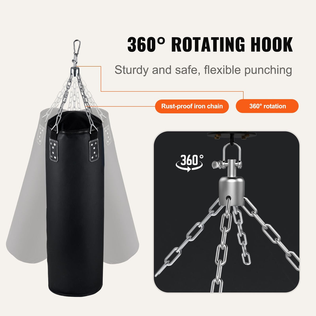 Punching Bag for Adults, 4ft PVC Heavy Boxing Bag Set, Punching Bag with Chains and Gloves, Hanging Boxing Bag for MMA Karate Judo, Muay Thai Kickboxing Boxing, Home Gym Training, (Unfilled)
