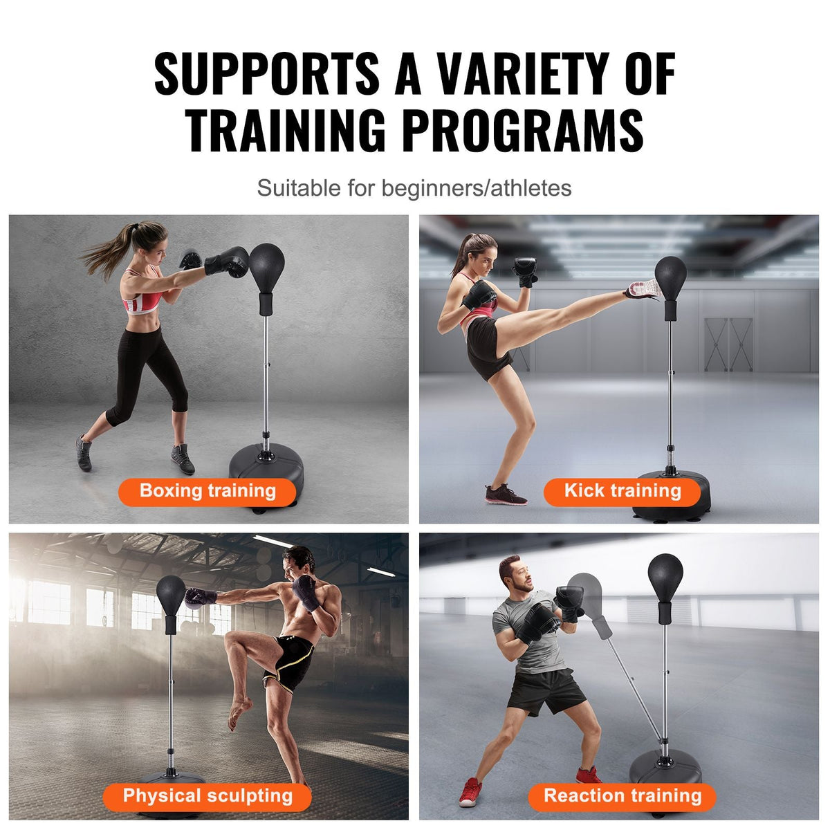 Punching Bag, Reflex Boxing Bag for Teens & Adults, Height Adjustable Free Standing Strike Bag Set with Boxing Gloves & Stand, Speed Bag for Training, Boxing Equipment, Stress Relief & Fitness