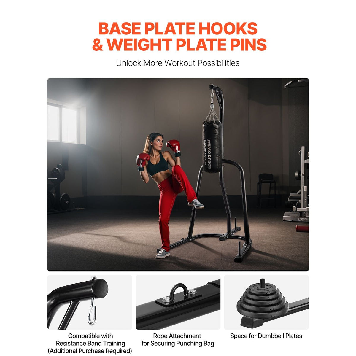 Punching Bag Stand, Steel Heavy Duty Workout Equipment, Boxing Punching Bag Stand, Holds Up to 140 lbs, Freestanding Sandbag Rack with Weighted Base, Training Equipment for Home Gym Fitness