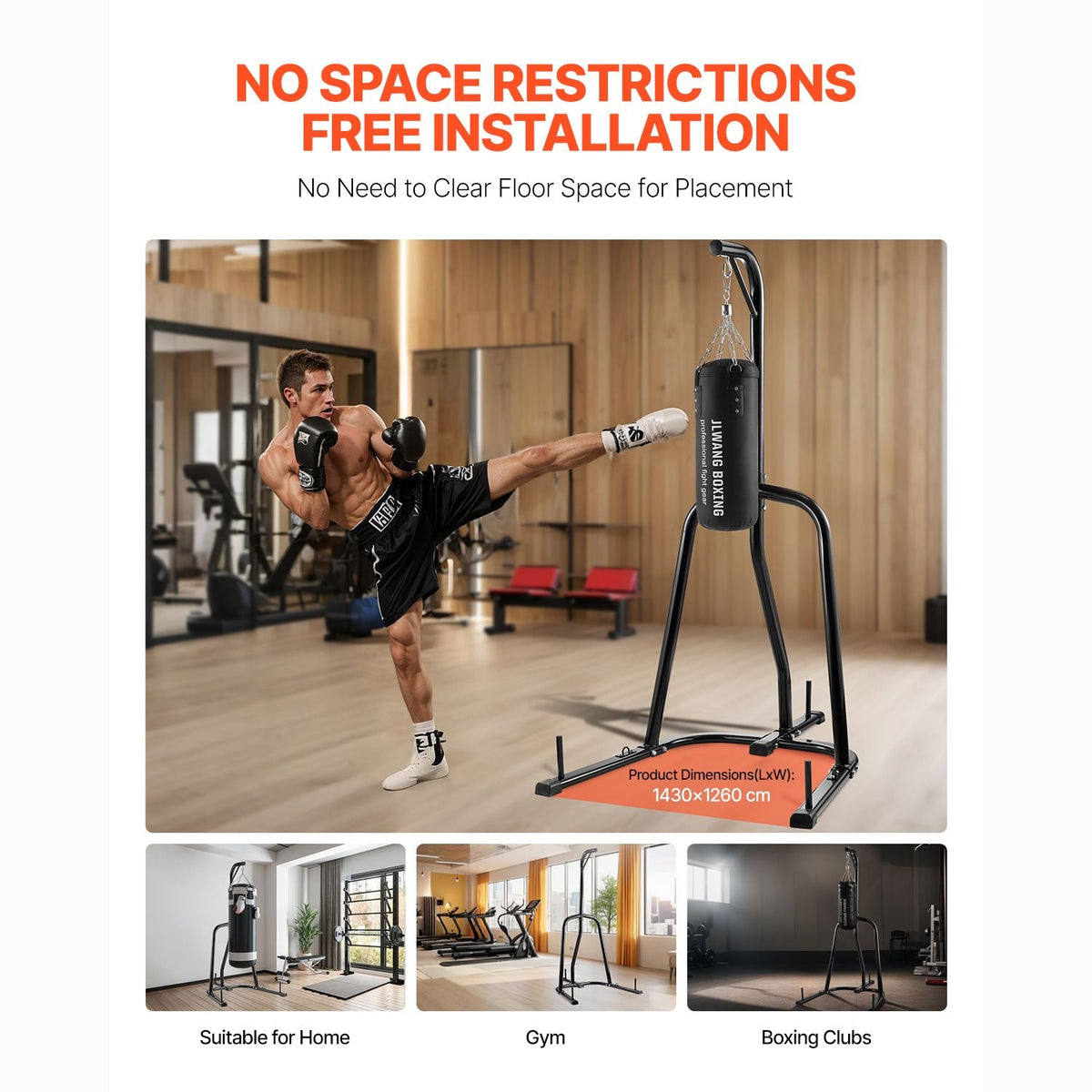 Punching Bag Stand, Steel Heavy Duty Workout Equipment, Boxing Punching Bag Stand, Holds Up to 140 lbs, Freestanding Sandbag Rack with Weighted Base, Training Equipment for Home Gym Fitness