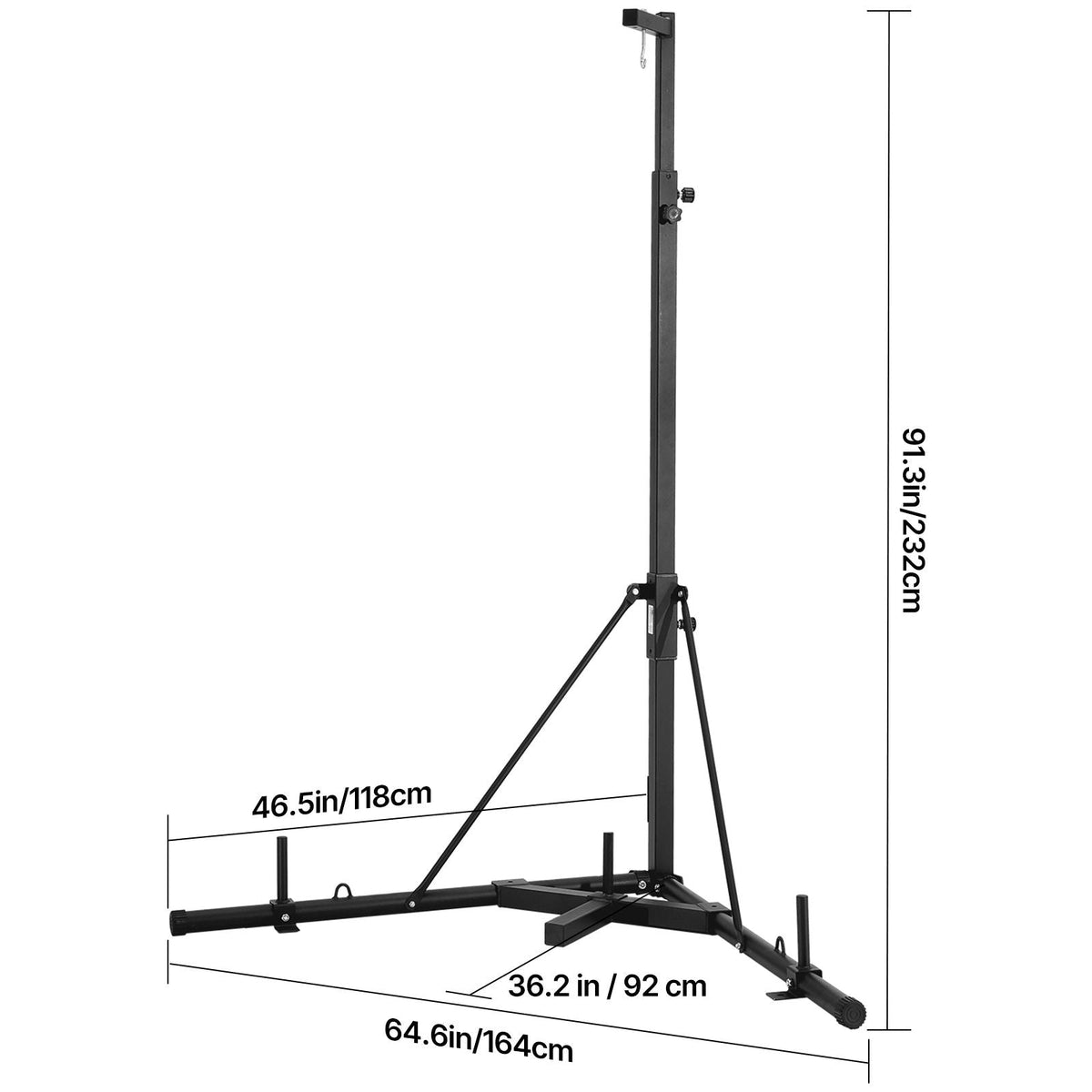 Punching Bag Stand, Steel Heavy Duty Workout Training Equipment, Adjustable Height Boxing Punching Stand with Weighted Base, Holds Up to 140 lbs, Freestanding Sandbag Rack for Home Gym Fitness