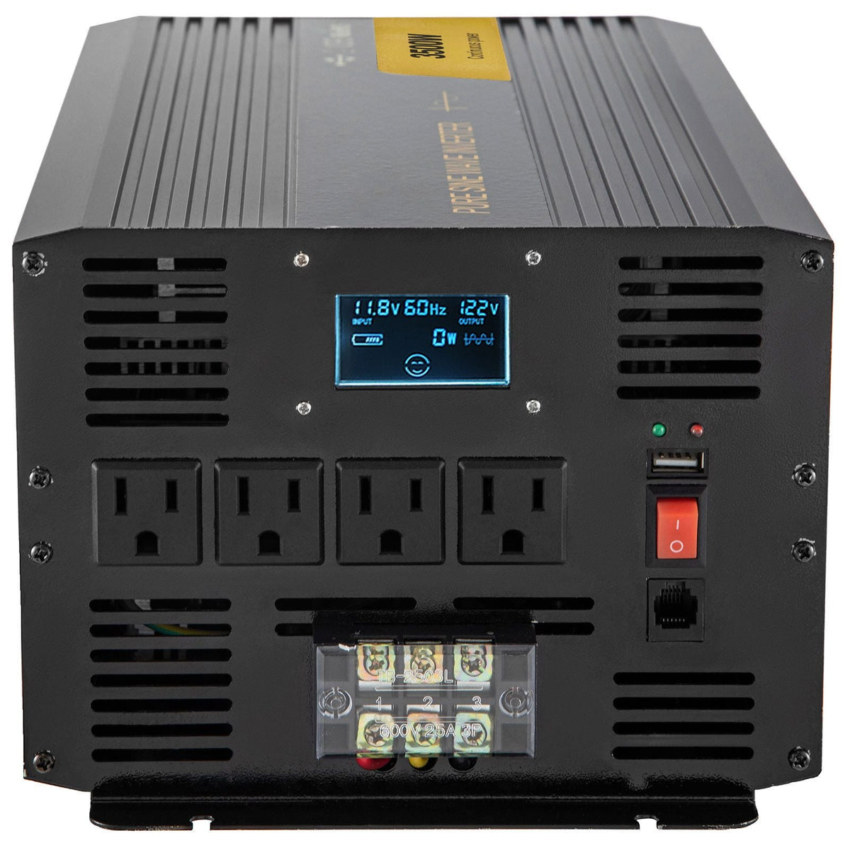 Pure Sine Wave Inverter 3500 Watt Power Inverter, DC 12V to AC 120V Car Inverter, with USB Port LCD Display Remote Controller and AC Outlets (GFCI), for RV Truck Car Solar System Travel Camping