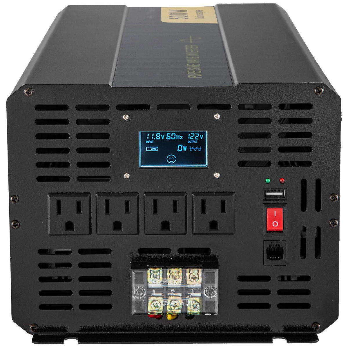 Pure Sine Wave Inverter, 5000 Watt, Power Inverter, DC 12V to AC 120V Car Inverter, with LCD Display, USB Port and Remote Controller, Power Converter for Car RV Truck Solar System Travel Camping
