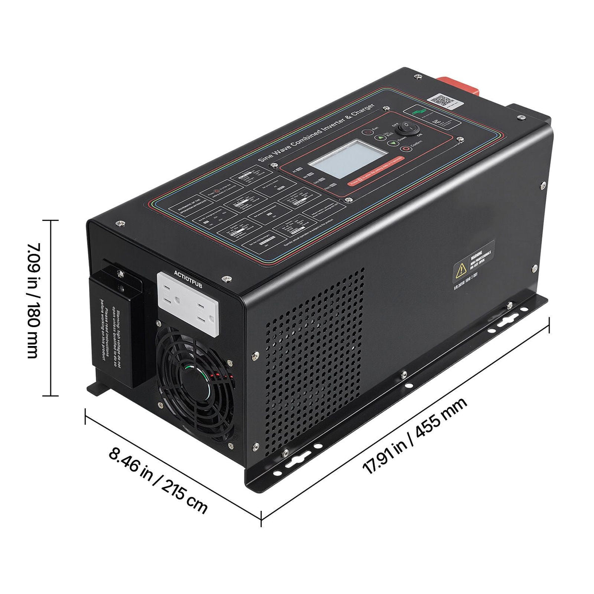 Pure Sine Wave Inverter Charger, 1200W, DC 12V to AC 120V Power Inverter with LCD Display, Remote Control, Low Frequency, for RV Camper Home, Compatible with 12V LiFePO4 Lithium Batteries