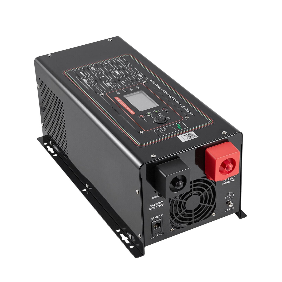 Pure Sine Wave Inverter Charger, 2000W, DC 12V to AC 120V Power Inverter with LCD Display, Remote Control, Low Frequency, GFCI, for RV Camper Home, Compatible with 12V LiFePO4 Lithium Batteries