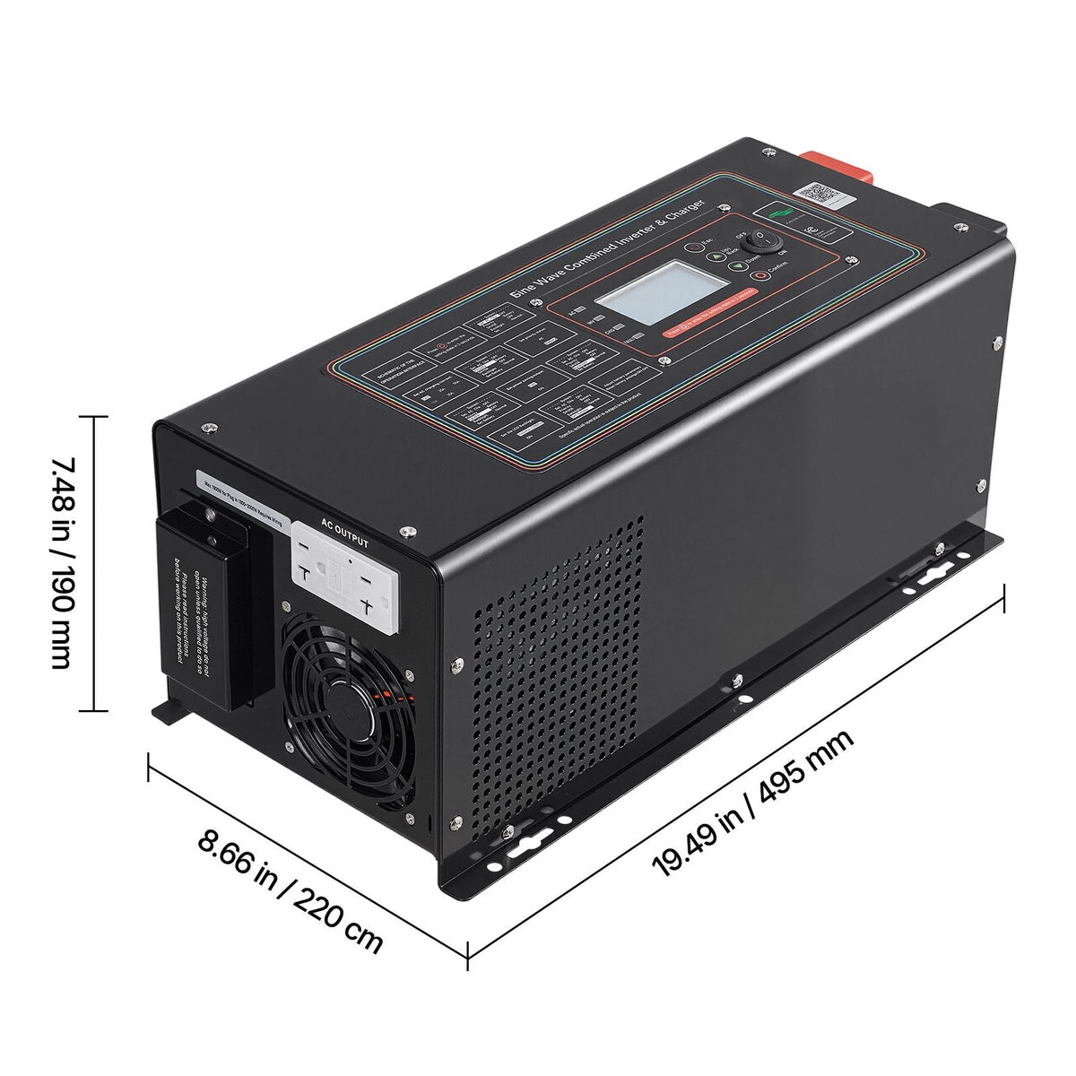 Pure Sine Wave Inverter Charger, 2000W, DC 12V to AC 120V Power Inverter with LCD Display, Remote Control, Low Frequency, GFCI, for RV Camper Home, Compatible with 12V LiFePO4 Lithium Batteries