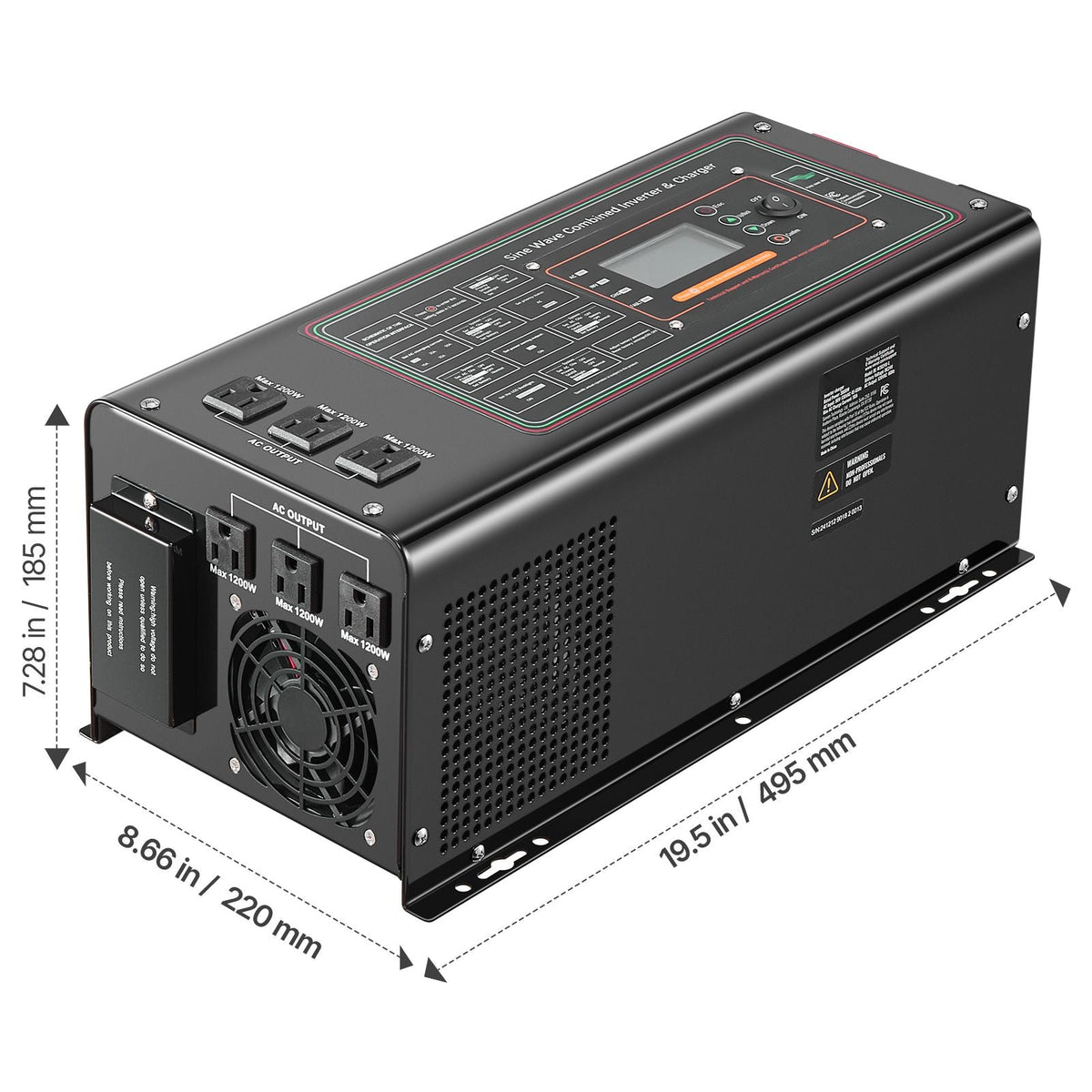 Pure Sine Wave Inverter Charger, 3000 Watt, DC 24V to AC 120V Power Inverter with LCD Display, Remote Control, Solar Inverter for Off-Grid Solar RV Boat Home, Compatible with Various Batteries